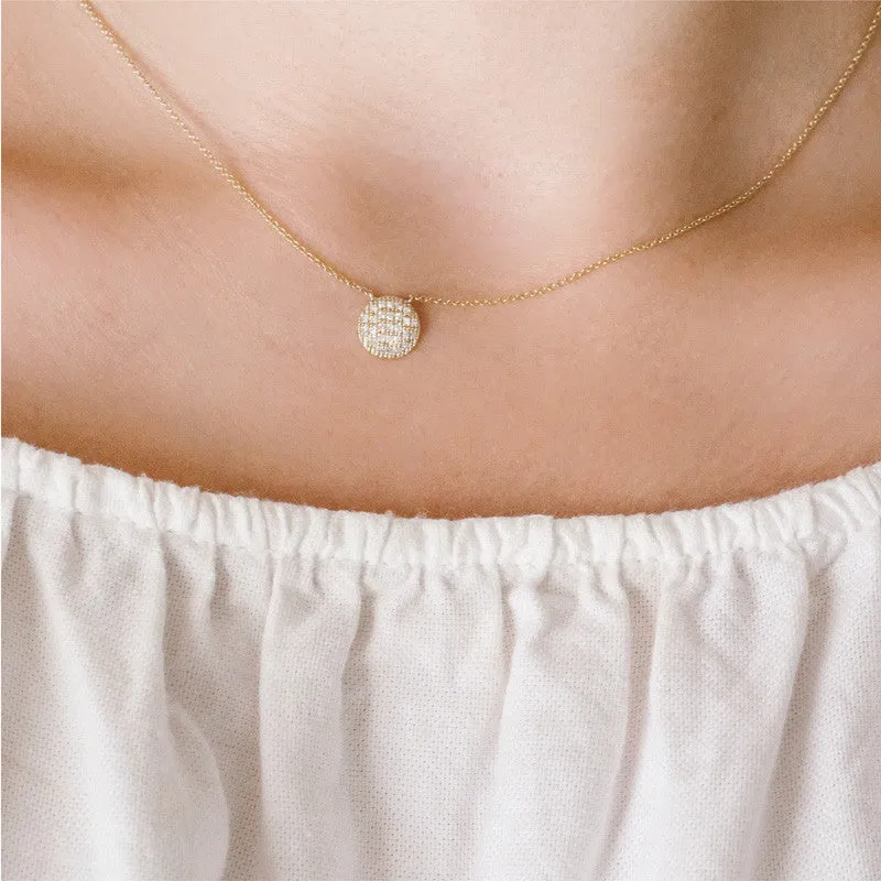 Lauren Joy Disc Necklace in All Yellow Gold