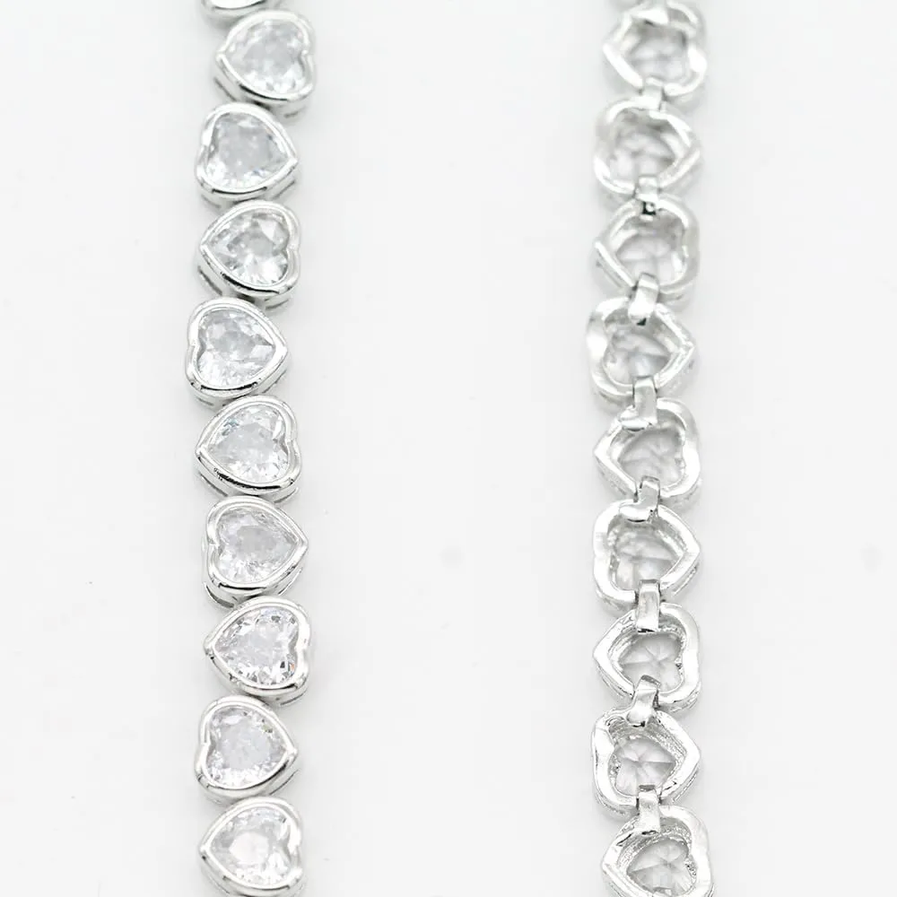 Lavencious Elegant 7" Tennis Bracelet Adorned with Sparkling Heart-Shaped AAA Cubic Zirconia for Women