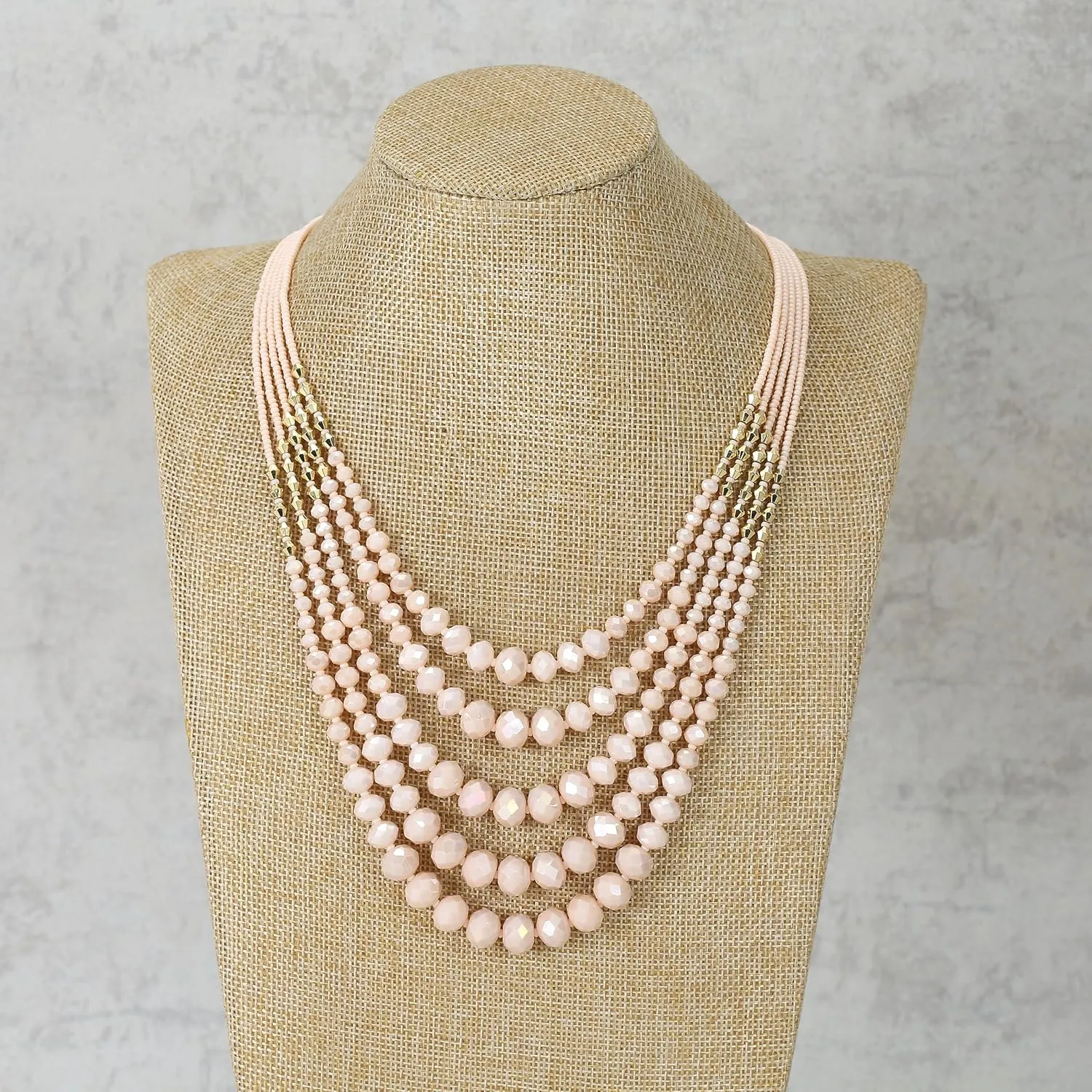 Layered Necklace for Women Trendy Colorful Boho Chunky Metal Crystal Beaded Necklace and Earrings Set Womens Dainty Statement Fashion Jewelry Set Costume Bead Strand Necklace Set Jewelry Gift