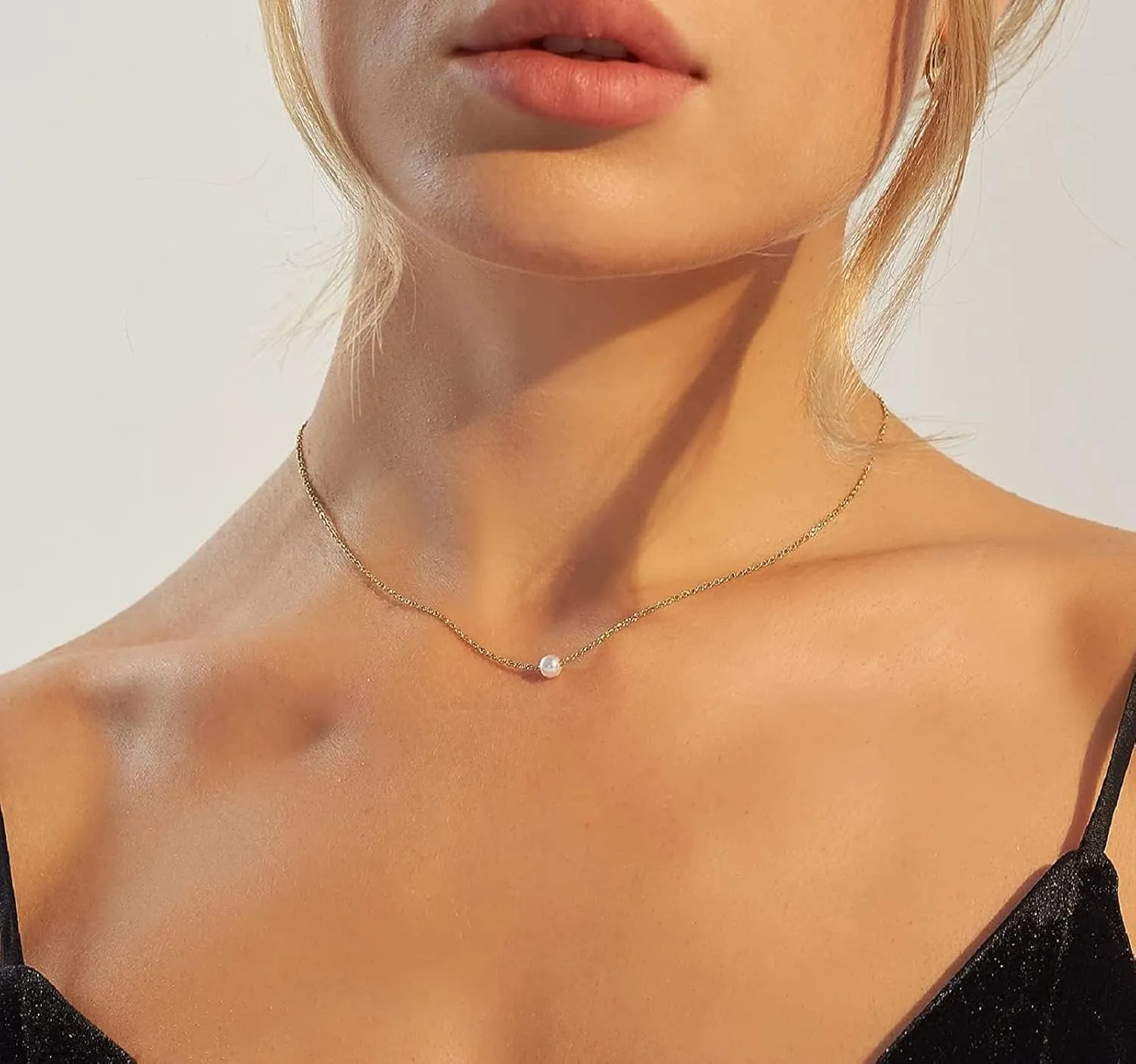 Lcherry Dainty Choker Necklace for Women 14K Gold Plated Choker Necklace Gifts for Her