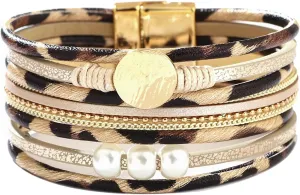 Leopard Bangle Bracelets for Women - Multi Layers Casual Bracelet for Women(A)