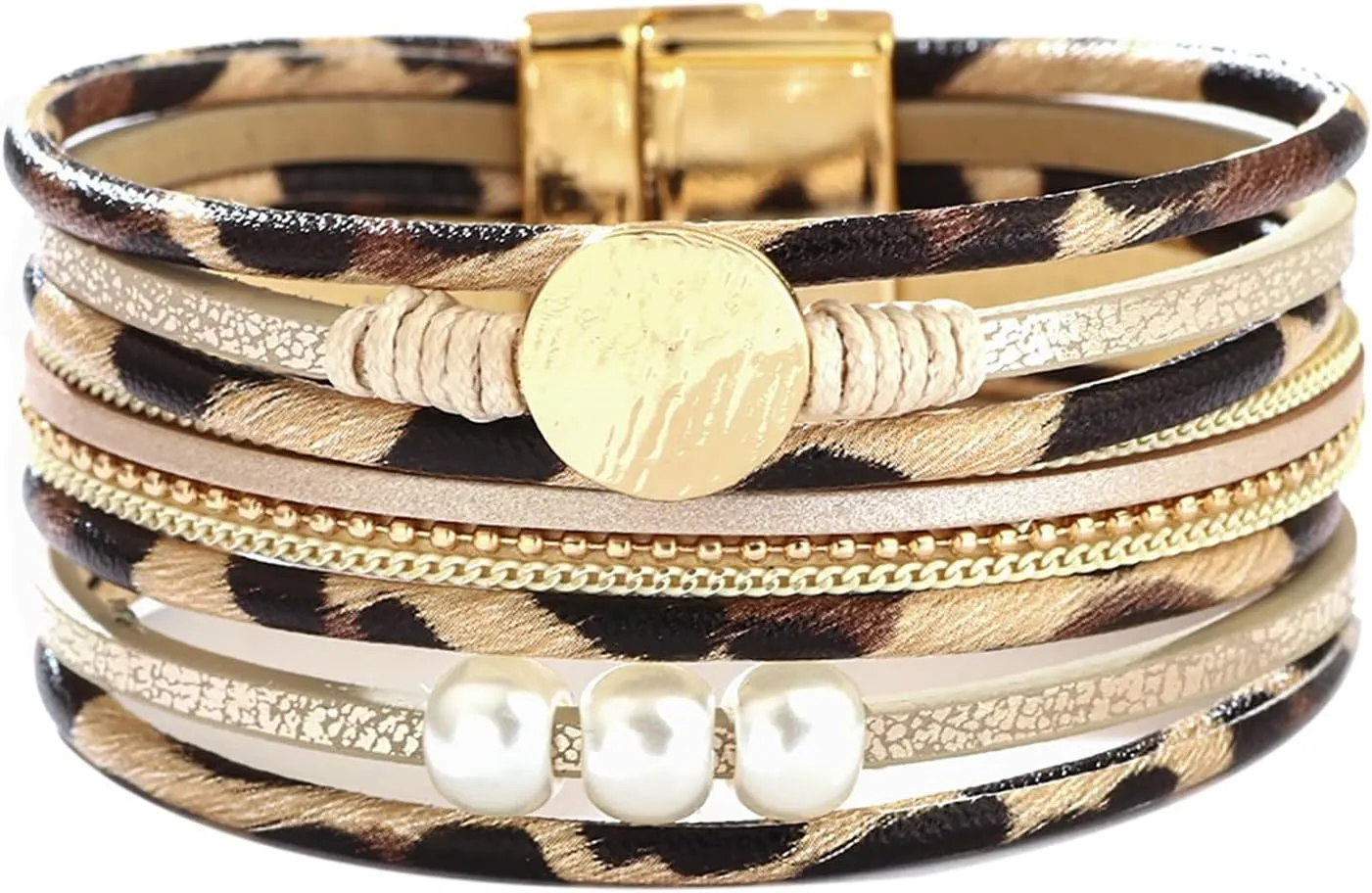 Leopard Bangle Bracelets for Women - Multi Layers Casual Bracelet for Women(A)