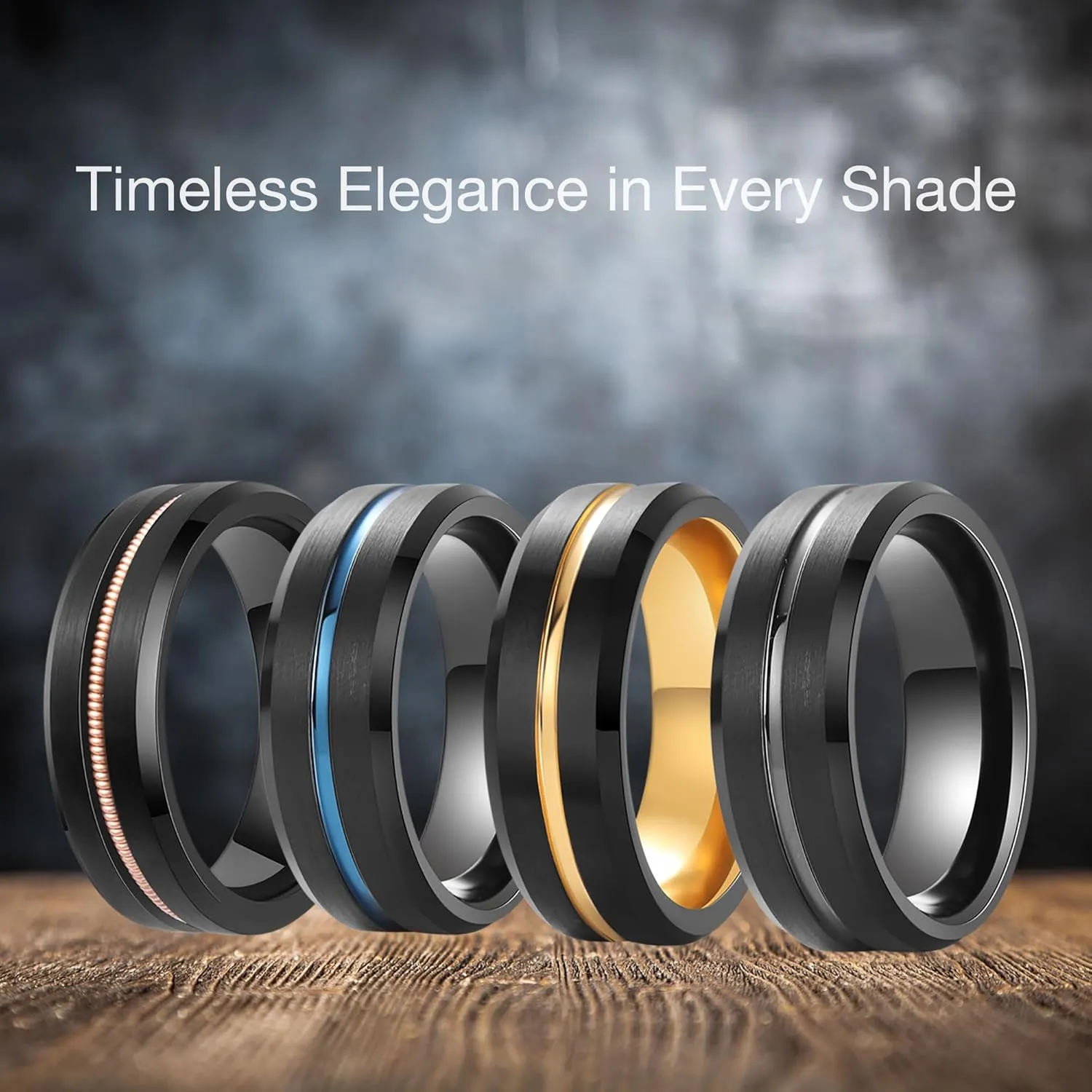 LerchPhi Tungsten Wedding Band for Men, Engraved and Customizable Promise Rings for Him and Her, Width 6MM 8MM Size 6-14, Center Grooved Beveled Edge, Comfort Fit