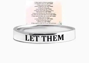 Let Them Ring, S925 Let Them Circle Ring, Self Worth Motivational Ring, Stainless Steel Stackable Rings Inspirational Friendship Gift Jewelry for Women