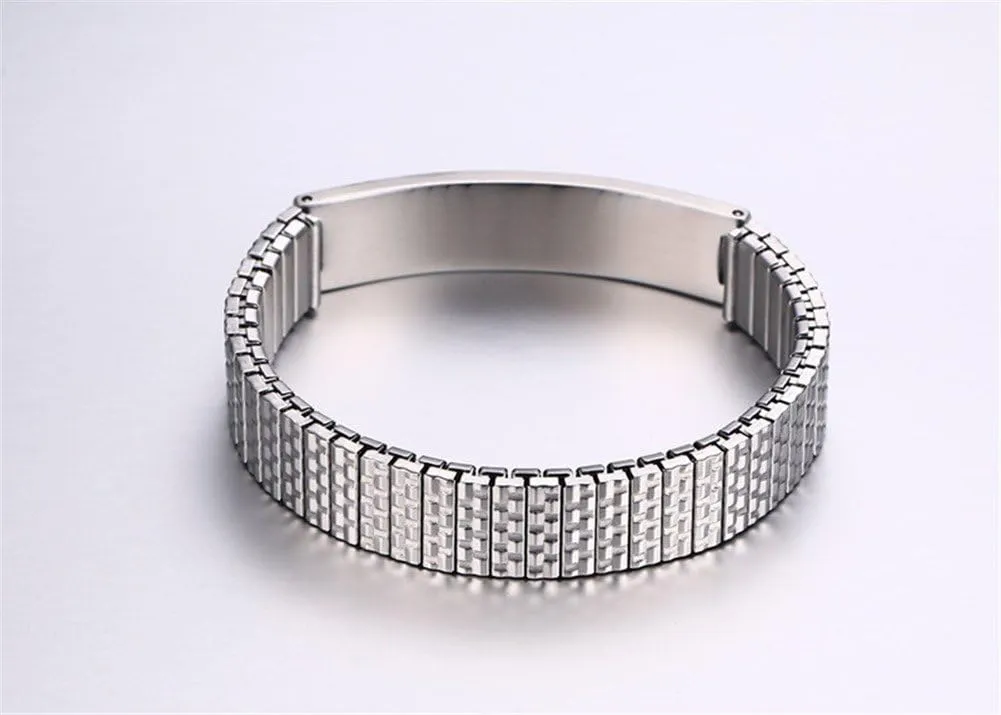 LF Free Engraving Mens Womens Stainless Steel Medical Alert Expandable Bracelets Health Alert ID Tag Adjustable Bracelet Bangle Sos Emergency Personalized Customised