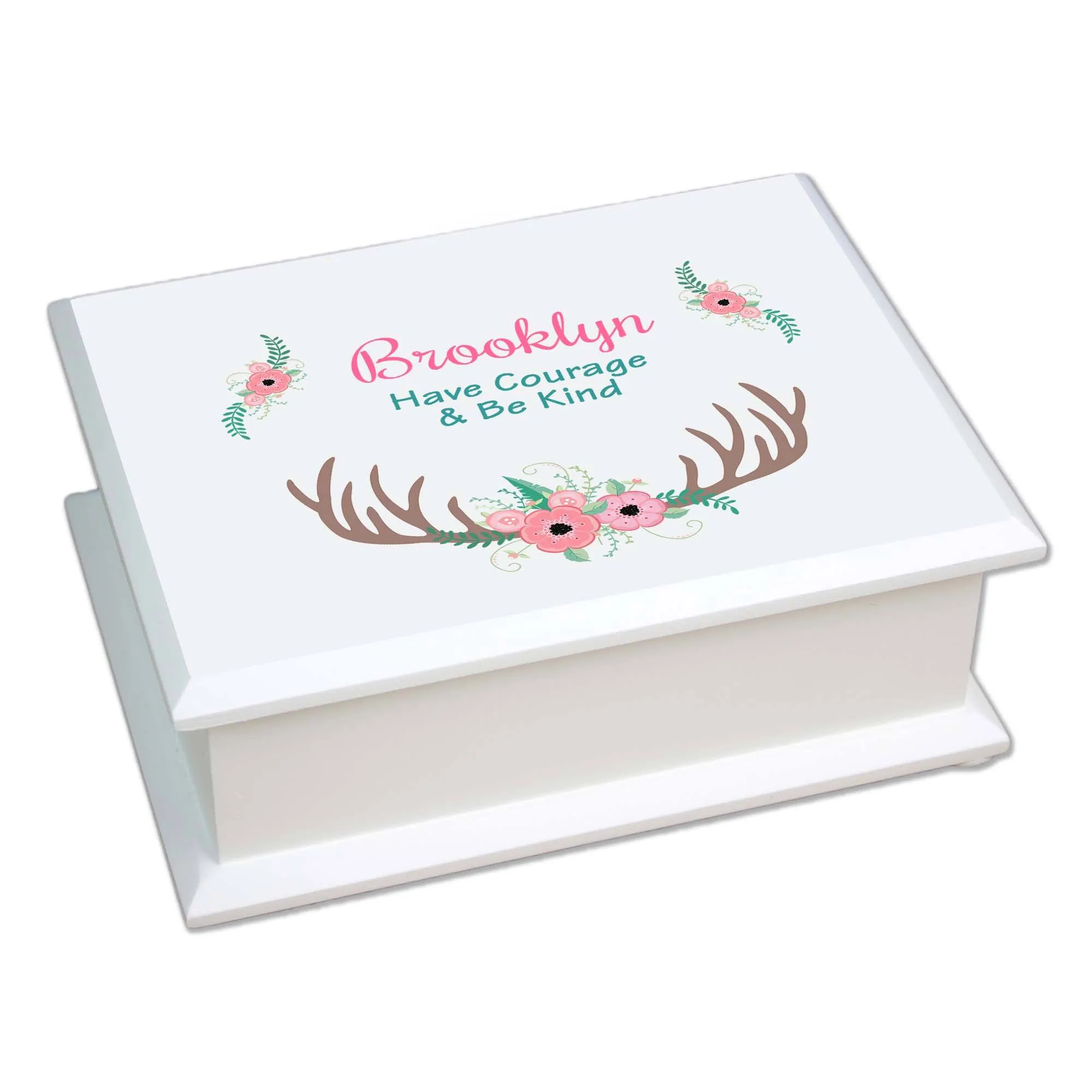 Lift Top Jewelry Box - Floral Antler