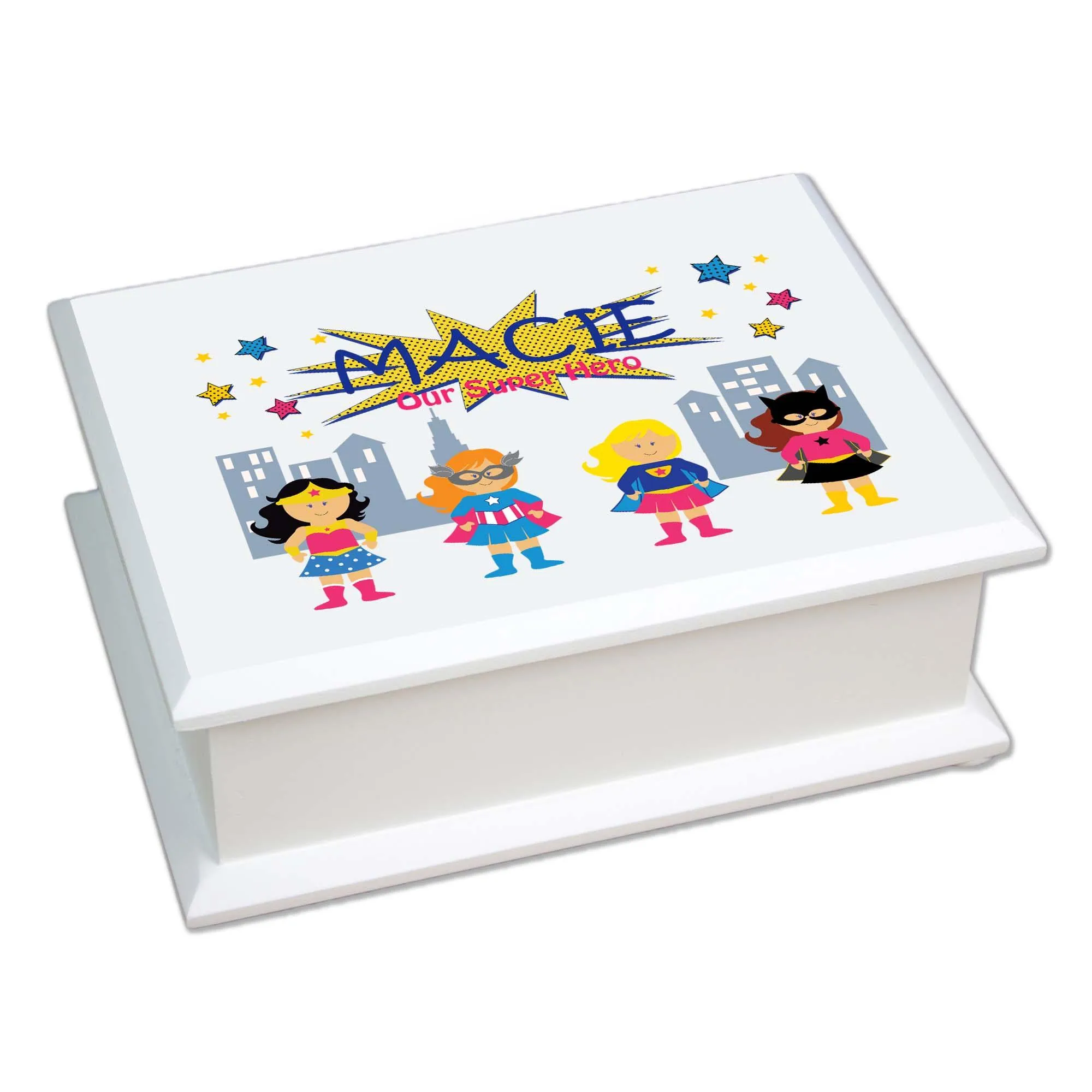 Lift Top Jewelry Box - Girl's Superhero