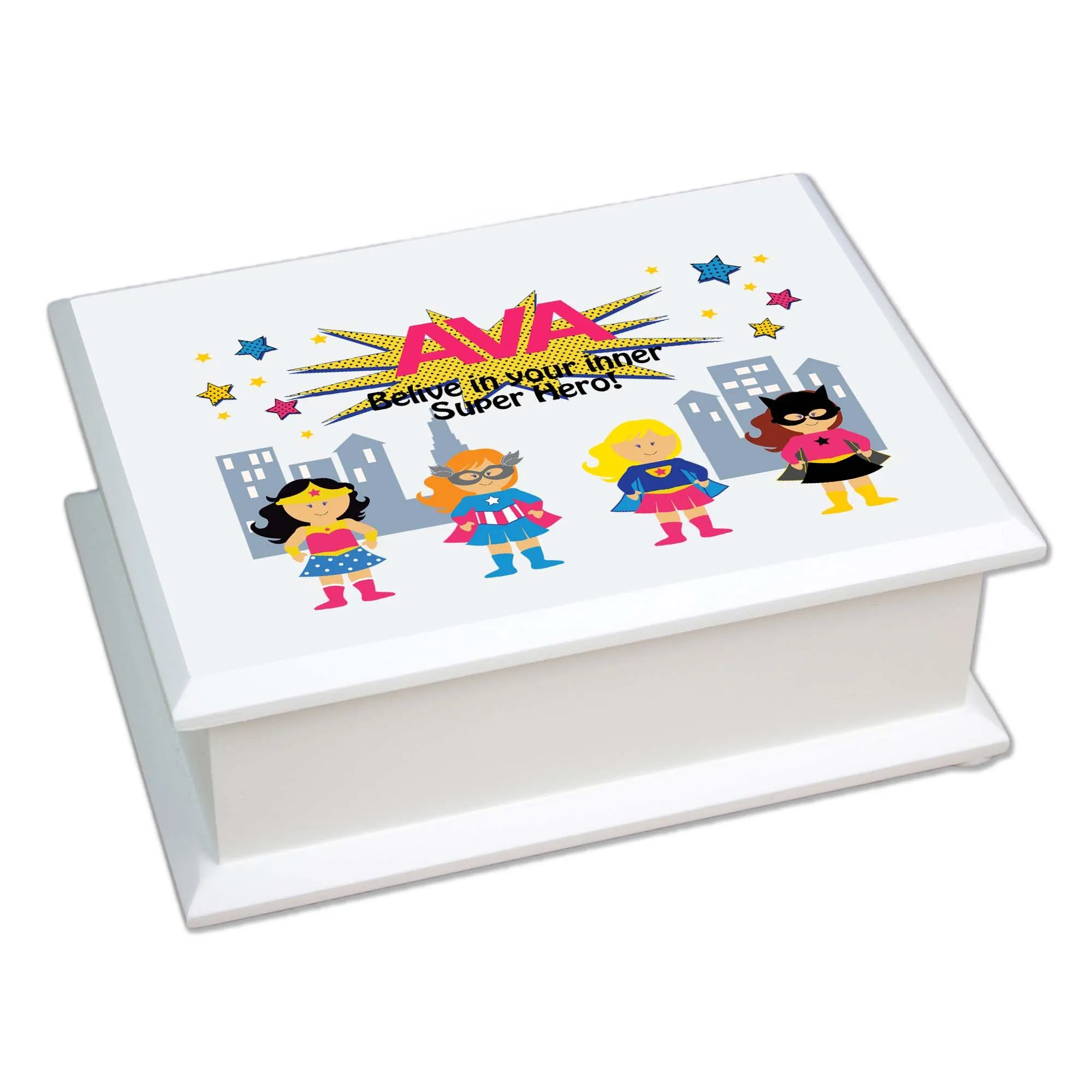 Lift Top Jewelry Box - Girl's Superhero