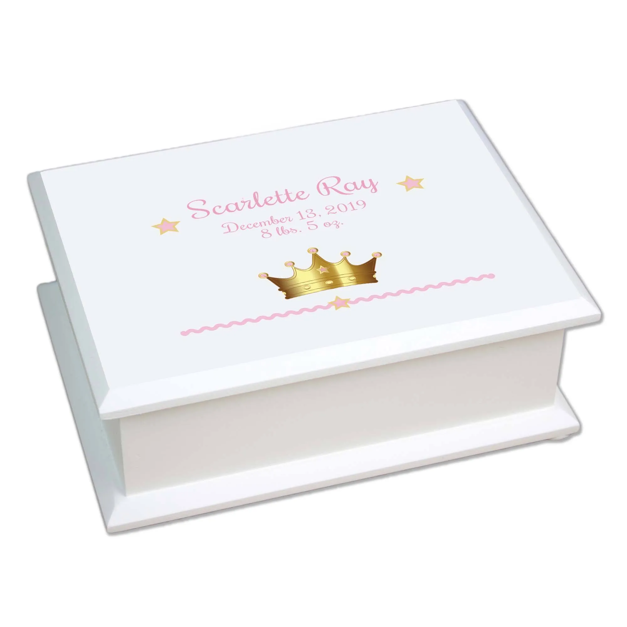 Lift Top Jewelry Box - Pink Crown