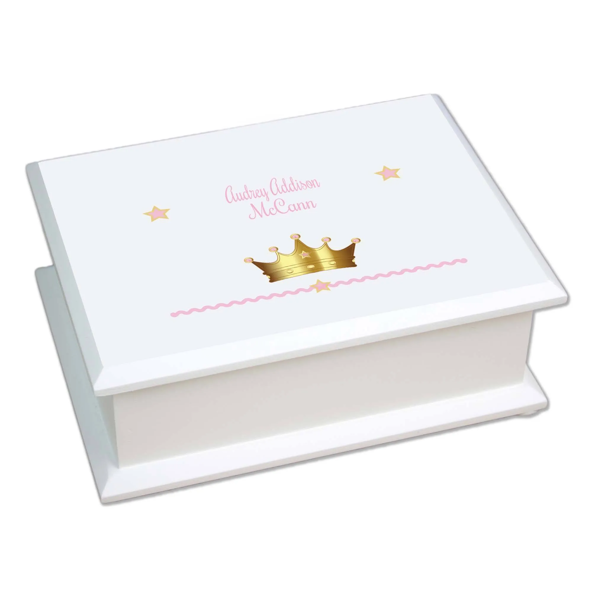 Lift Top Jewelry Box - Pink Crown