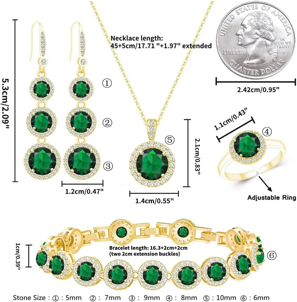 LMXXVJ Jewelry Set for WomenNecklace Earrings Adjustable Ring Bracelet Set Birthday Anniversary Mothers Day Christmas Day Fashion Formal Jewelry Gift Girl/Mom/Wife/Grandmother/Best Friend/Aunt