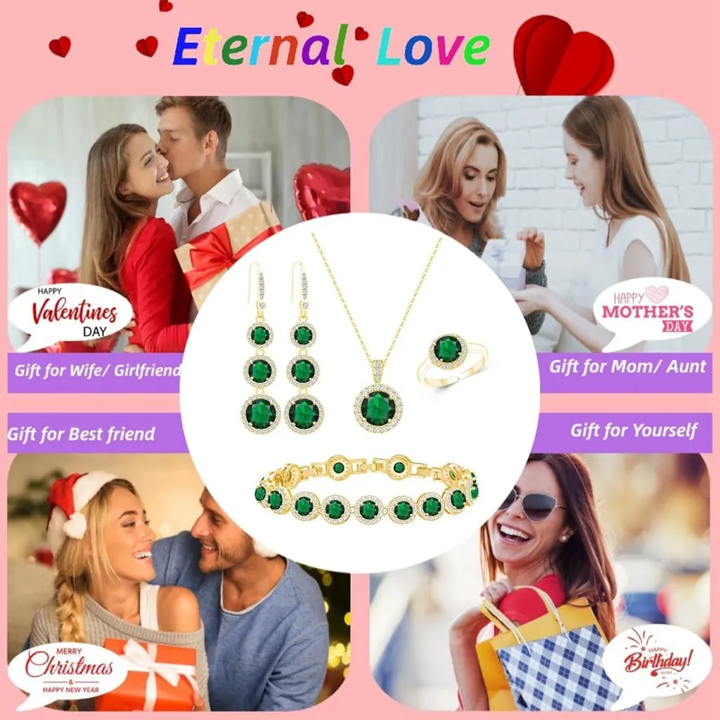 LMXXVJ Jewelry Set for WomenNecklace Earrings Adjustable Ring Bracelet Set Birthday Anniversary Mothers Day Christmas Day Fashion Formal Jewelry Gift Girl/Mom/Wife/Grandmother/Best Friend/Aunt