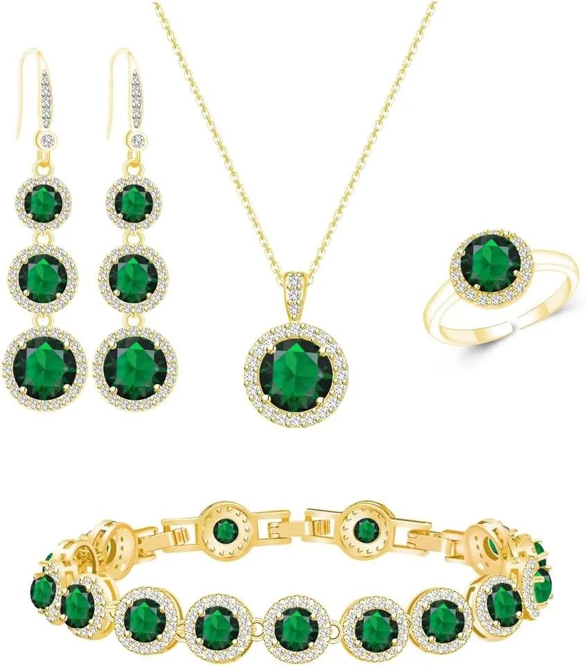 LMXXVJ Jewelry Set for WomenNecklace Earrings Adjustable Ring Bracelet Set Birthday Anniversary Mothers Day Christmas Day Fashion Formal Jewelry Gift Girl/Mom/Wife/Grandmother/Best Friend/Aunt