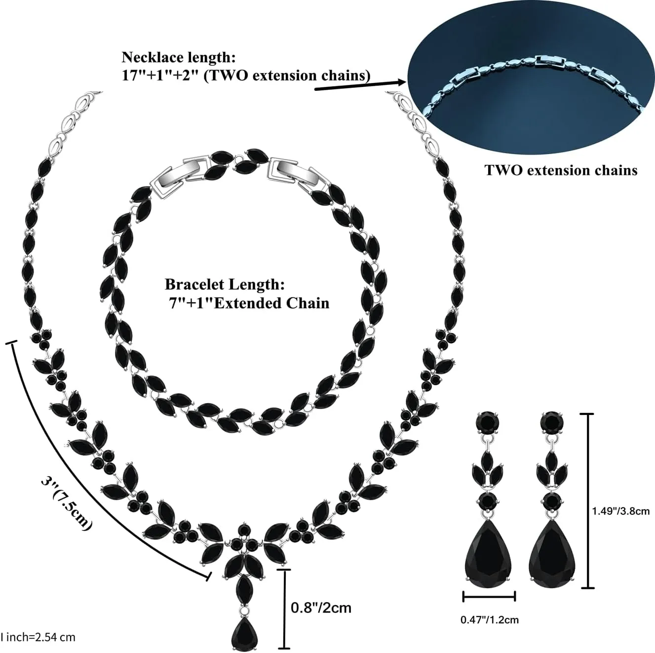 LMXXVJ Wedding Bride Silver Jewelry Set for Women,Prom Formal Costume White Cubic Zirconia Necklace Earring Bracelet Set