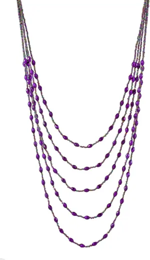 Long Layered Necklace for Women Trendy Colorful Boho Chunky Crystal Beaded Jewelry Womens Dainty Statement Fashion Necklaces Costume Bead Strand Necklace