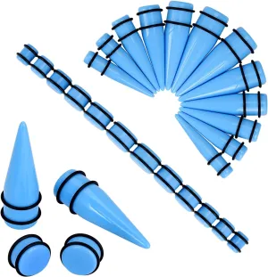 Longbeauty 24pcs Big Gauges Kit Ear Stretching Kit 00G-20mm Acrylic Tapers Plugs Body Piercing Set