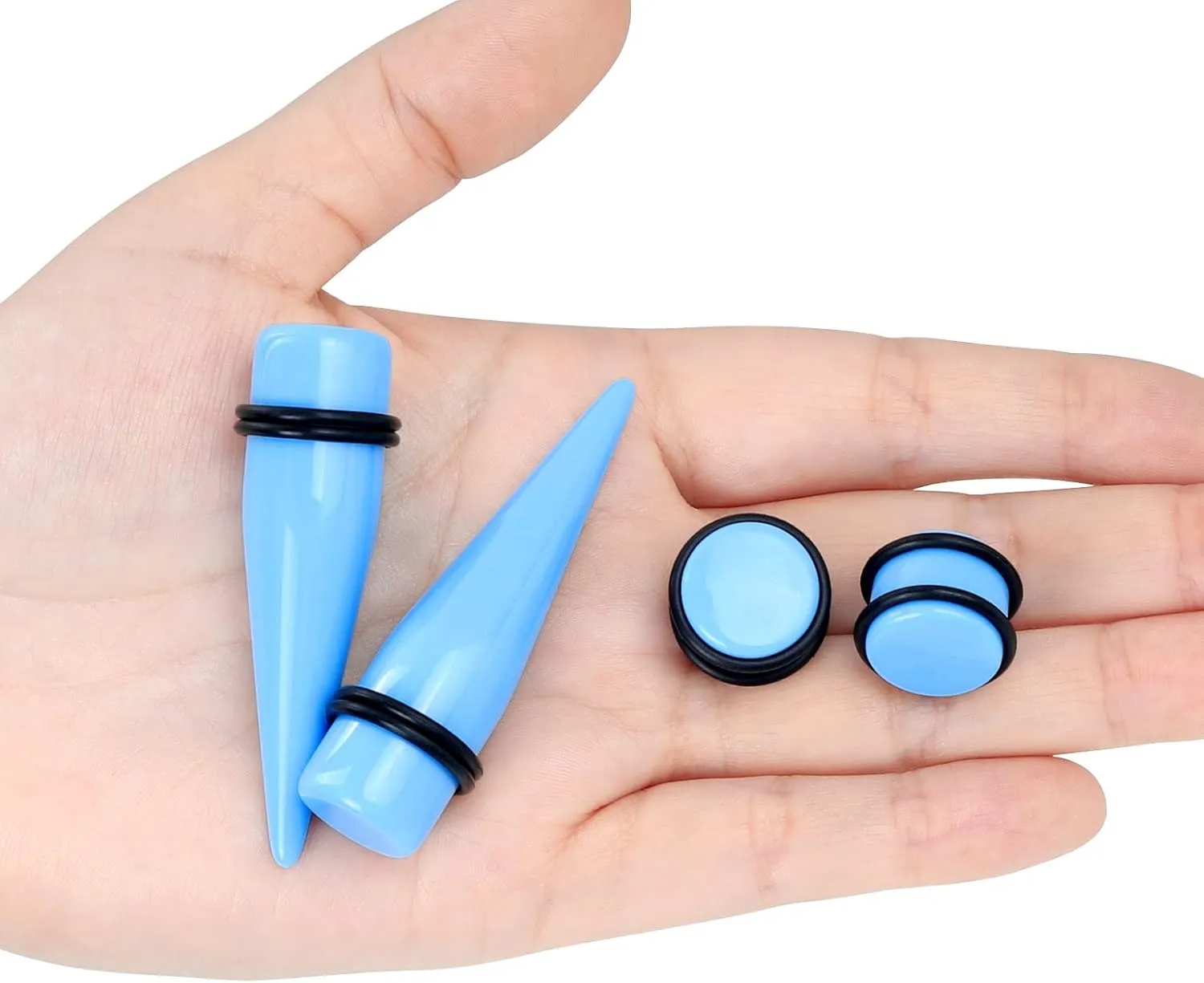 Longbeauty 24pcs Big Gauges Kit Ear Stretching Kit 00G-20mm Acrylic Tapers Plugs Body Piercing Set