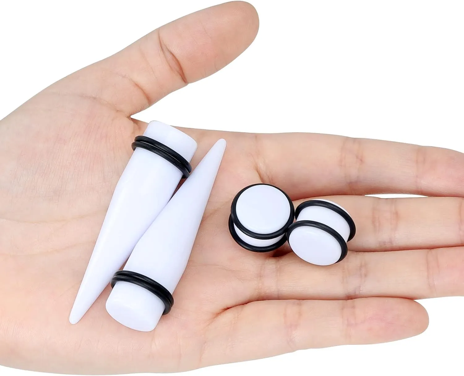 Longbeauty 24pcs Big Gauges Kit Ear Stretching Kit 00G-20mm Acrylic Tapers Plugs Body Piercing Set