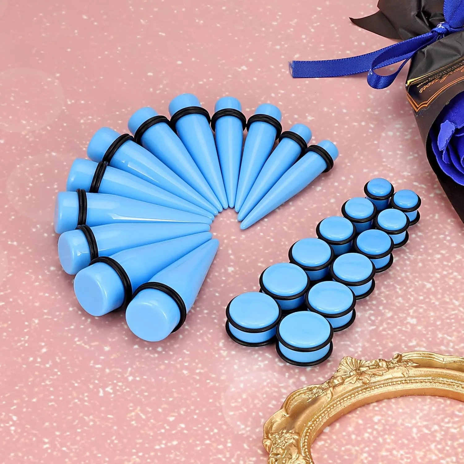 Longbeauty 24pcs Big Gauges Kit Ear Stretching Kit 00G-20mm Acrylic Tapers Plugs Body Piercing Set