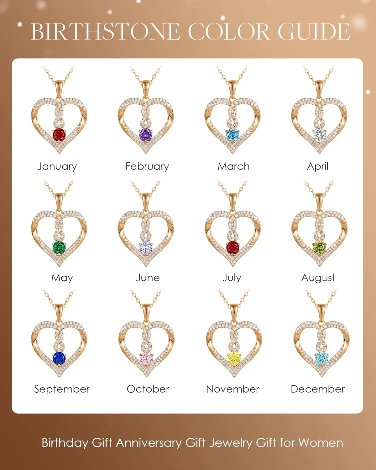 LOUISA SECRET Infinity Heart Birthstone Necklaces for Women, 925 Sterling Silver Forever Love Pendant Jewelry for Her, Ideal Gift for Wife, Girlfriend, Mom on Birthday, Anniversary, Mother's Day Gift