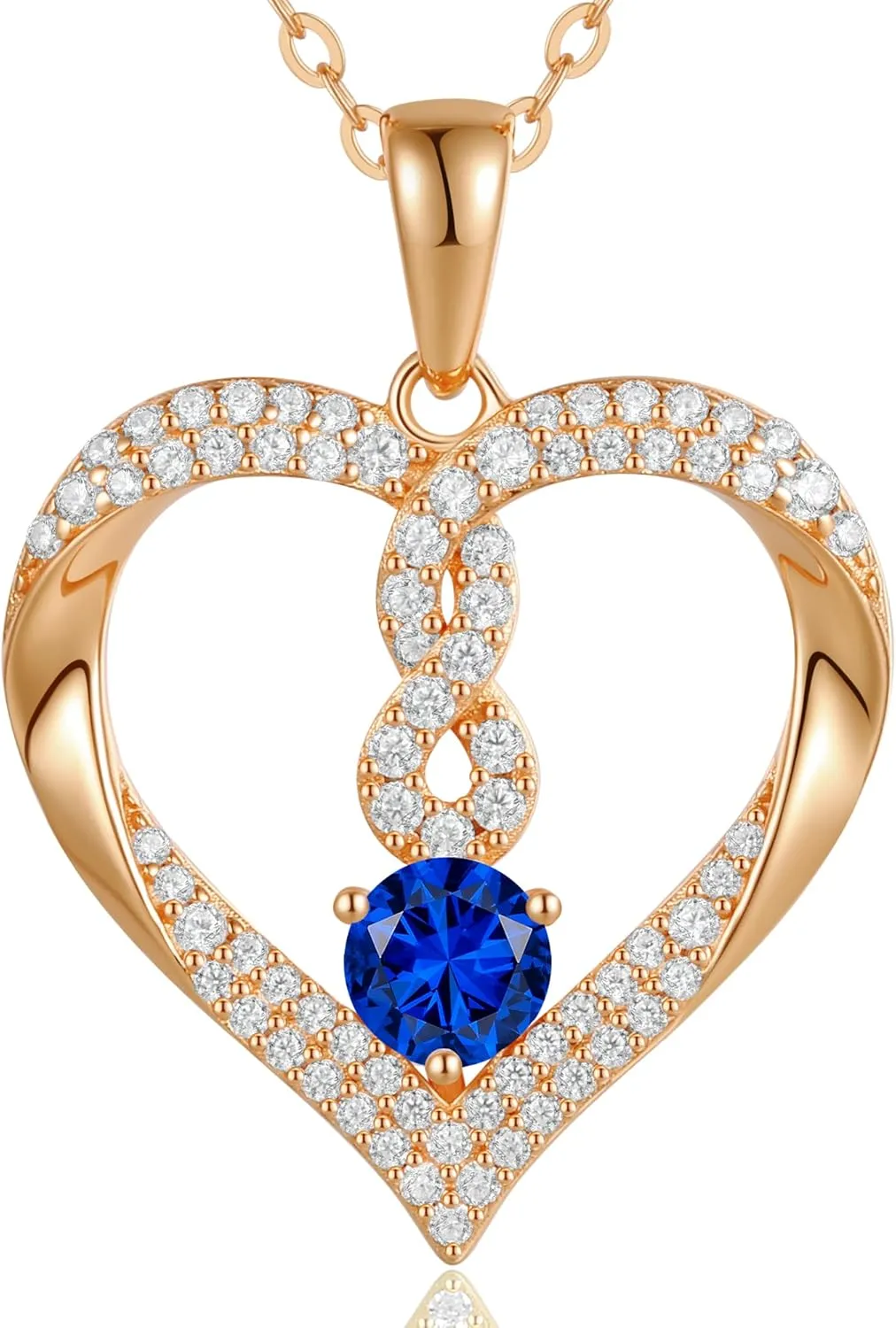 LOUISA SECRET Infinity Heart Birthstone Necklaces for Women, 925 Sterling Silver Forever Love Pendant Jewelry for Her, Ideal Gift for Wife, Girlfriend, Mom on Birthday, Anniversary, Mother's Day Gift