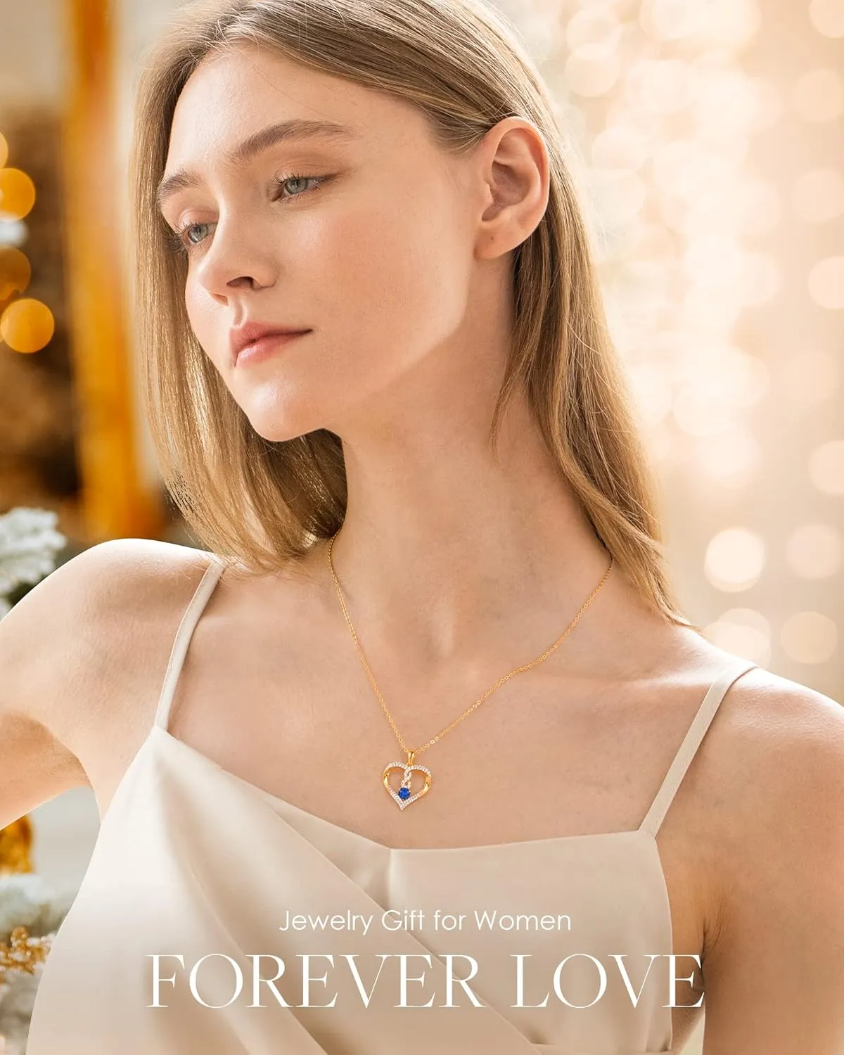 LOUISA SECRET Infinity Heart Birthstone Necklaces for Women, 925 Sterling Silver Forever Love Pendant Jewelry for Her, Ideal Gift for Wife, Girlfriend, Mom on Birthday, Anniversary, Mother's Day Gift