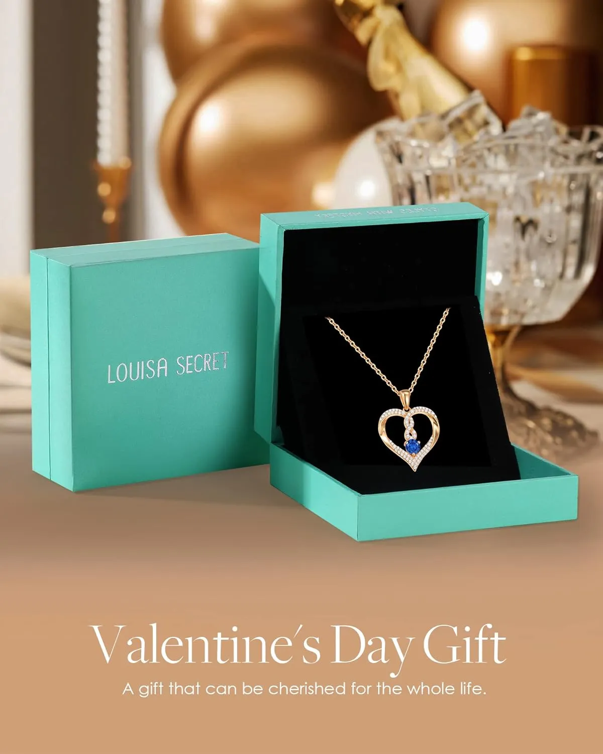 LOUISA SECRET Infinity Heart Birthstone Necklaces for Women, 925 Sterling Silver Forever Love Pendant Jewelry for Her, Ideal Gift for Wife, Girlfriend, Mom on Birthday, Anniversary, Mother's Day Gift
