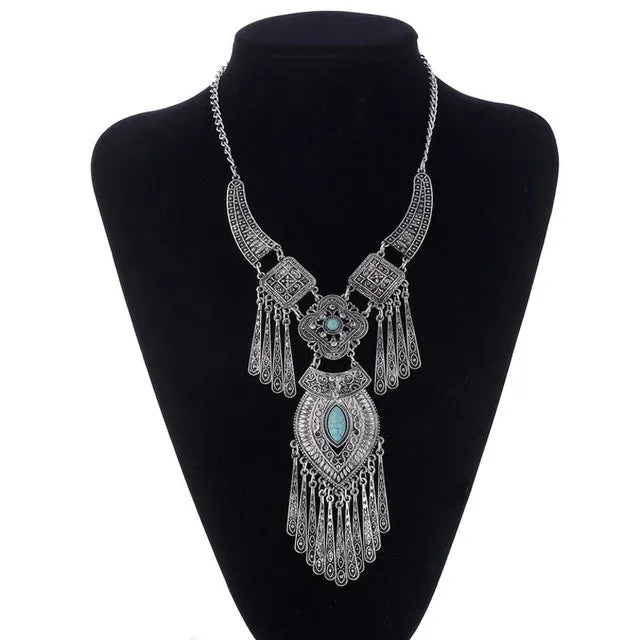 LOVBEAFAS 2017 Fashion Bohemian Choker Collar Necklace Vintage Tassel Statement Maxi Long Necklace Women Collier Femme Jewelry