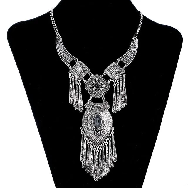 LOVBEAFAS 2017 Fashion Bohemian Choker Collar Necklace Vintage Tassel Statement Maxi Long Necklace Women Collier Femme Jewelry