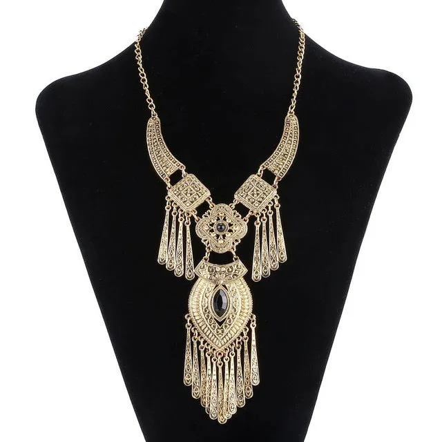 LOVBEAFAS 2017 Fashion Bohemian Choker Collar Necklace Vintage Tassel Statement Maxi Long Necklace Women Collier Femme Jewelry