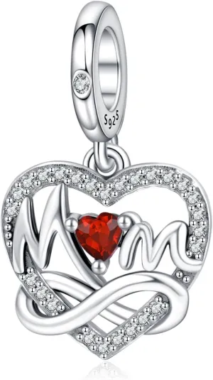 Love Gold Charms 925 Sterling Silver for Women Bracelets and Necklaces Dangle Beads Mothers Day Jewelry for Mom