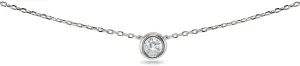 Lovve Sterling Silver Round 4mm Bezel-Set Cubic Zirconia Solitaire Short CZ Choker Necklace for Women, wife, girlfriend. Friendship