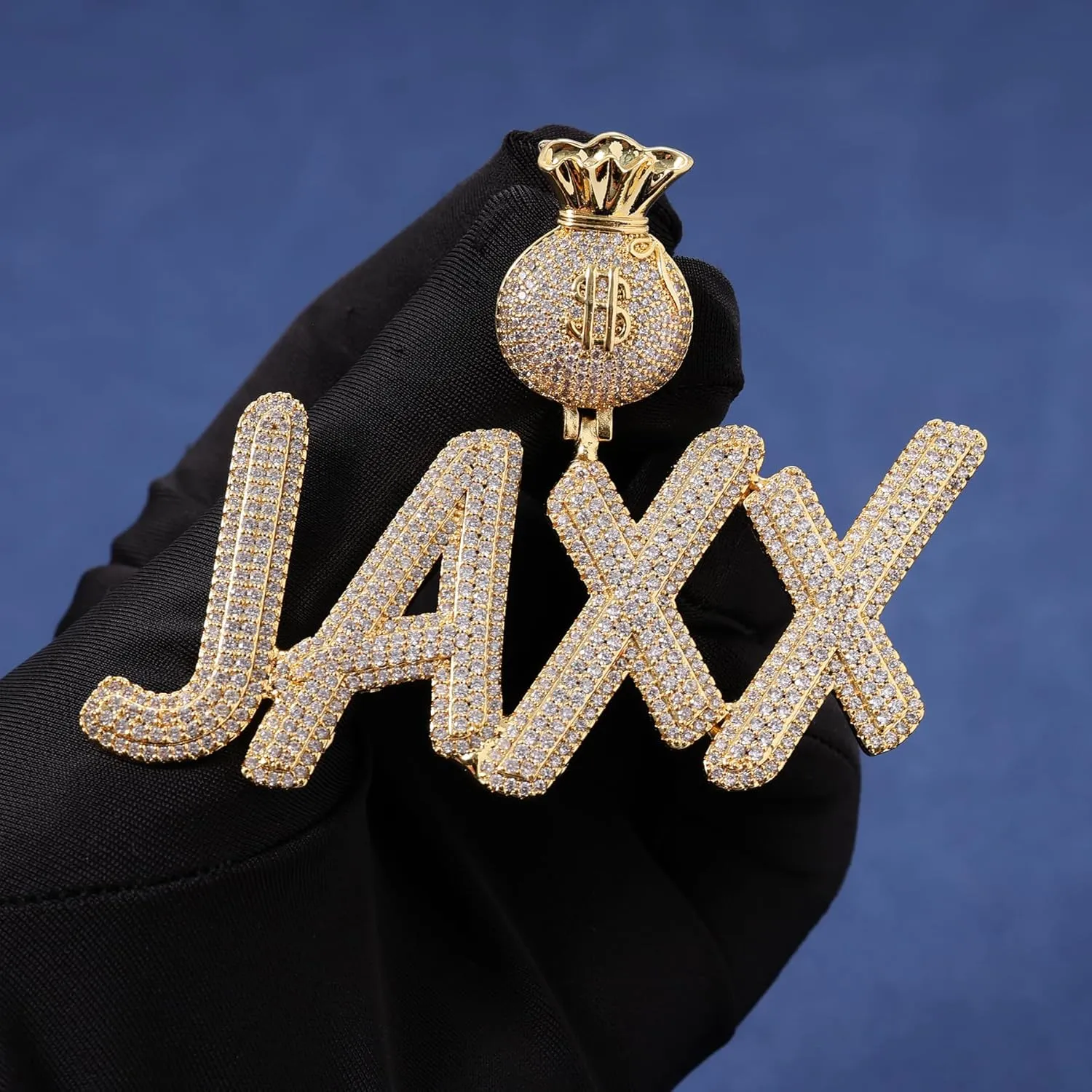 Lulu Mel Iced Out Custom Chain Initial Name Necklace, Hip Hop Jewelry 14k Gold Silver Handmade nameplate with 4mm Tennis Chain, Personalized Stainless Steel Cuban Link necklace For Man and Woman
