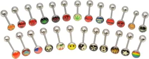 Luxemodz Tongue Rings Barbells Straight Bars Piercing Logo No Duplicate 25 Pieces