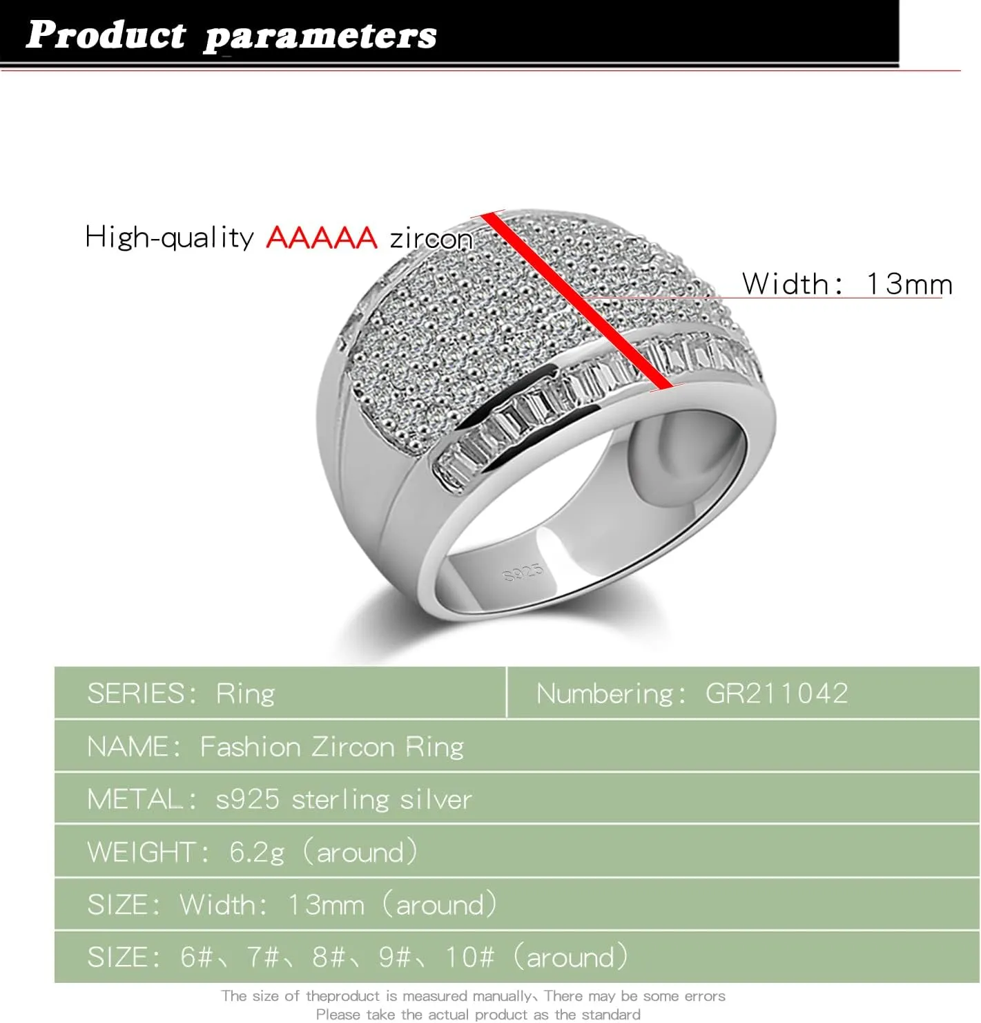 Luxury Women Platinum Plated Solid 925 Sterling Silver Ring 5A Cubic Zircon Inlaid Dense Wedding Ring Sizes 6-10# Fashion Jewelry Gift Party Accessories