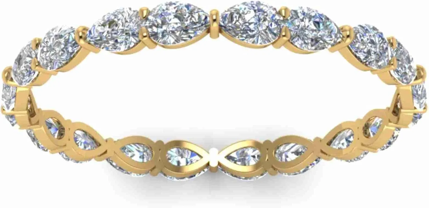 MADANE JEWELS- 925 Sterling Silver Pear Cut Moissanite Eternity Band Ring, VVS1 Clarity Wedding Anniversary Ring for Women, Classic Design Fine Jewelry With GRA Certified