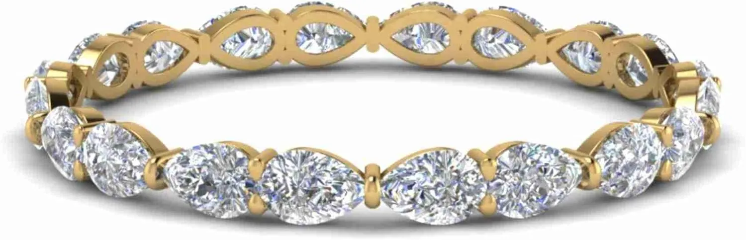 MADANE JEWELS- 925 Sterling Silver Pear Cut Moissanite Eternity Band Ring, VVS1 Clarity Wedding Anniversary Ring for Women, Classic Design Fine Jewelry With GRA Certified