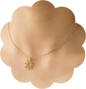Magical Sun Pendant, Long Hair Princess Necklace, Sunflower Pendant, Solar Necklace for women, Solar Pendant Necklace, Gold Solar Necklaces for Women