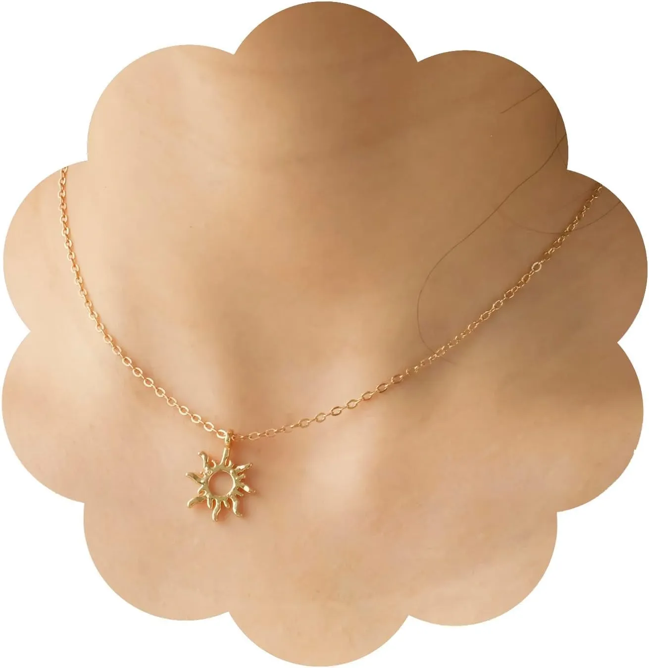 Magical Sun Pendant, Long Hair Princess Necklace, Sunflower Pendant, Solar Necklace for women, Solar Pendant Necklace, Gold Solar Necklaces for Women