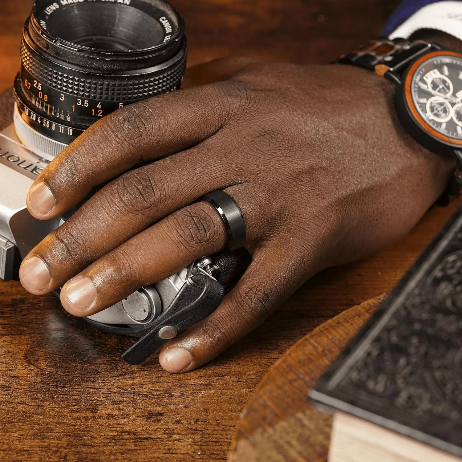 Manly Bands: Mens Black Plated Tungsten and Black Zirconium Wedding Bands and Rings - Comfort Fit and Stylish Black Rings for Men, Free Silicone Ring Included