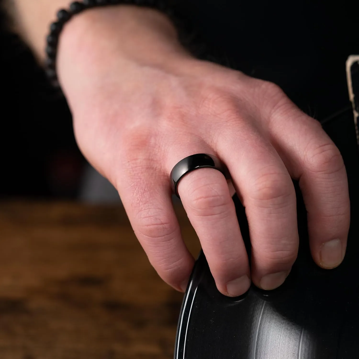 Manly Bands: Mens Black Plated Tungsten and Black Zirconium Wedding Bands and Rings - Comfort Fit and Stylish Black Rings for Men, Free Silicone Ring Included