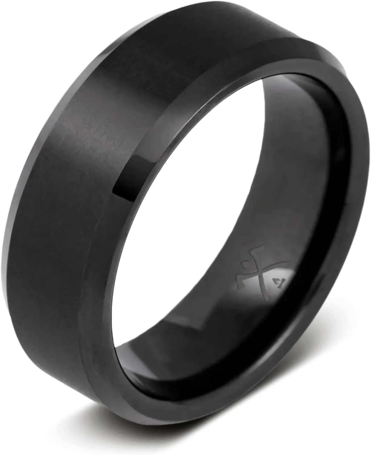 Manly Bands: Mens Black Plated Tungsten and Black Zirconium Wedding Bands and Rings - Comfort Fit and Stylish Black Rings for Men, Free Silicone Ring Included