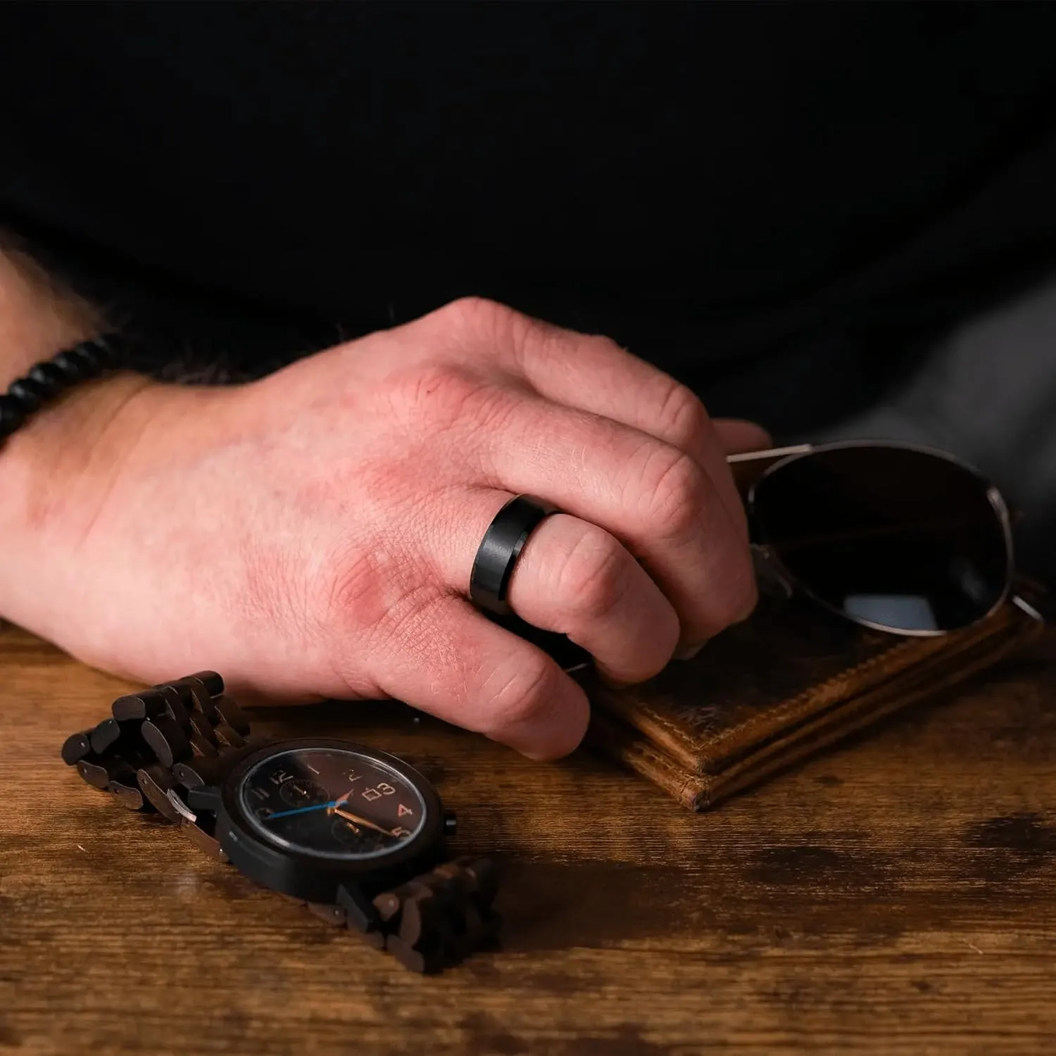Manly Bands: Mens Black Plated Tungsten and Black Zirconium Wedding Bands and Rings - Comfort Fit and Stylish Black Rings for Men, Free Silicone Ring Included