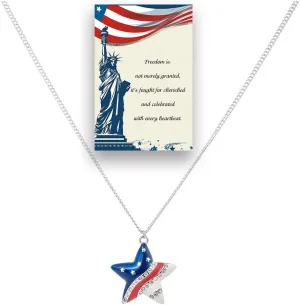 Marine Corps 250th Anniversary - June 14th American Patriotic Necklace Red White Blue Memorial Independence Day Fourth Of July USA Star Jewelry
