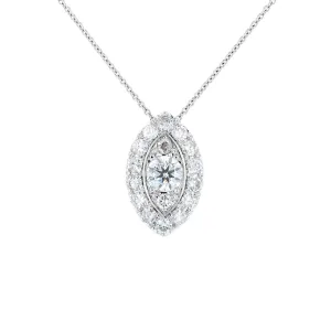 Marquise Shape Cluster Halo Diamond Pendant