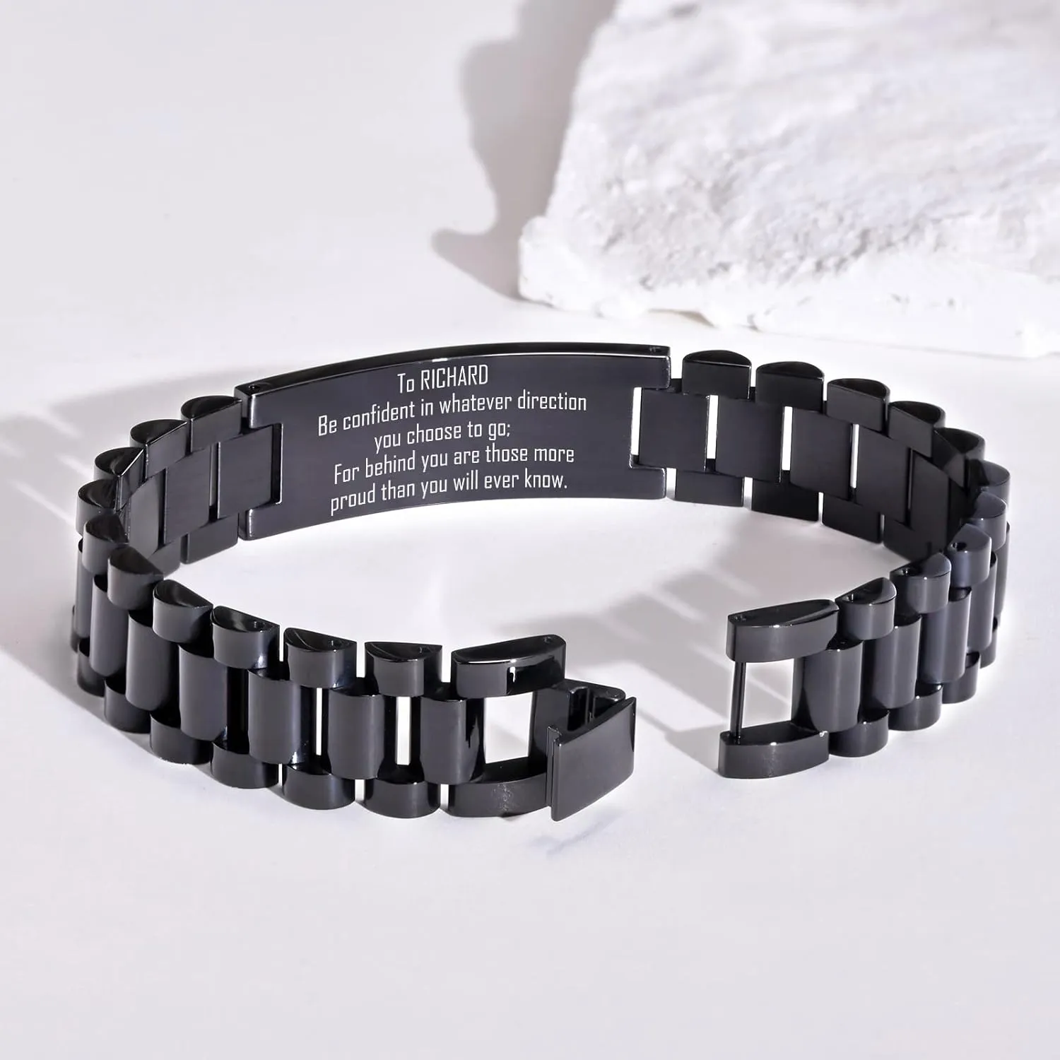 MEALGUET Graduation Gifts for him,Customizable Graduation Bracelet, Inspirational College Graduate Class Of 2025 Gift, Stainless Steel Handsome Link Bracelets for College Graduates