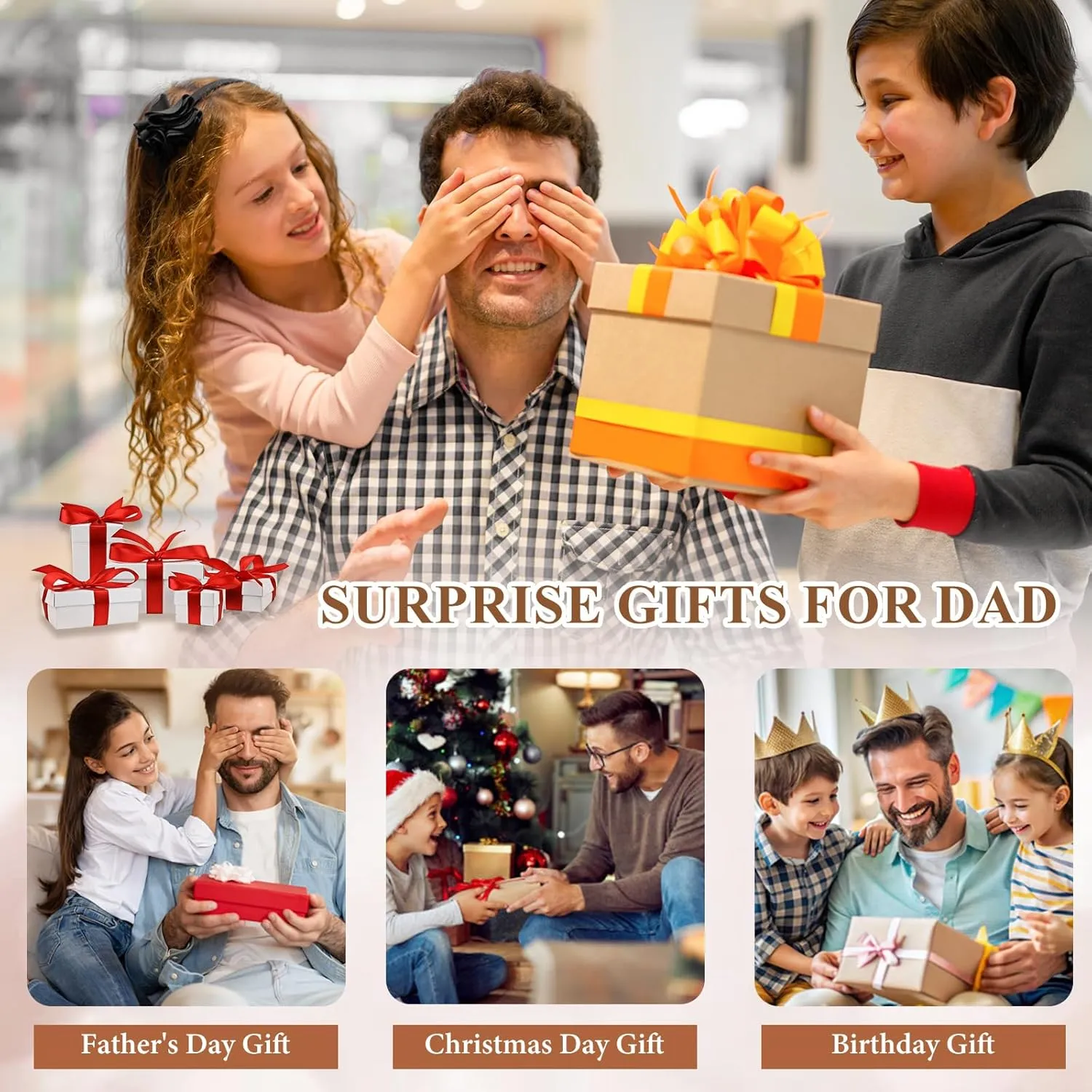 MEALGUET Personalized Bracelet for Dad with Family Names : Custom Engrave 2-6 Beads Bracelets Black Braided Leather Wristband,Customized Gifts for Father Dad Husband from Daughter Son Wife