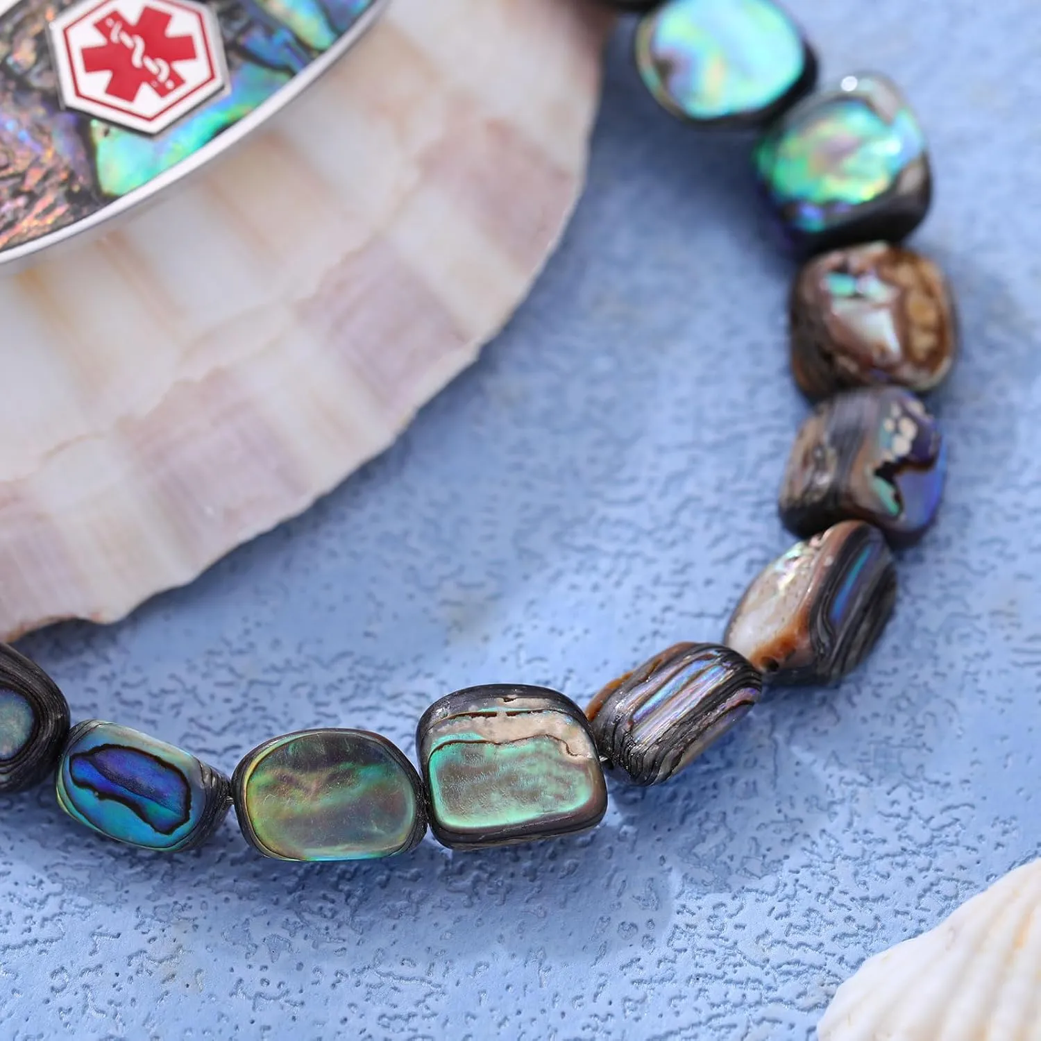 Medical Alert Bracelets for Women Men, Personalized Custom Medical ID Bracelet, 7 Chakras Beaded Emergency Medic Alert ID Bracelet, Free Engraving