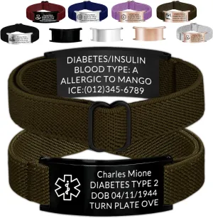 Medical Bracelet for Men Women Personalized Medical Alert Bracelets Custom ID Bracelet Engraved Logo Text Picture Emergency Awareness Comfort Fit Gifts Wristband for Diabetic, Epilepsy, Dementia