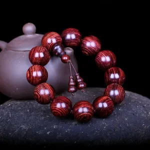 Meditation Buddhist Prayer Beads Necklace, Bracelet, Wood Prayer Beads Bracelet Natural Redwood Buddhist Meditation Mala Couple Elastic Jewelry